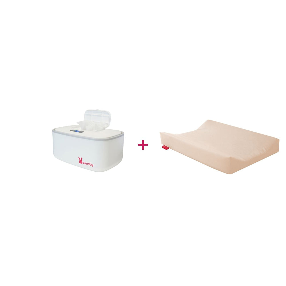 Verwarmd Aankleedkussen +Billendoekjesverwarmer - Vanilla en Wit
