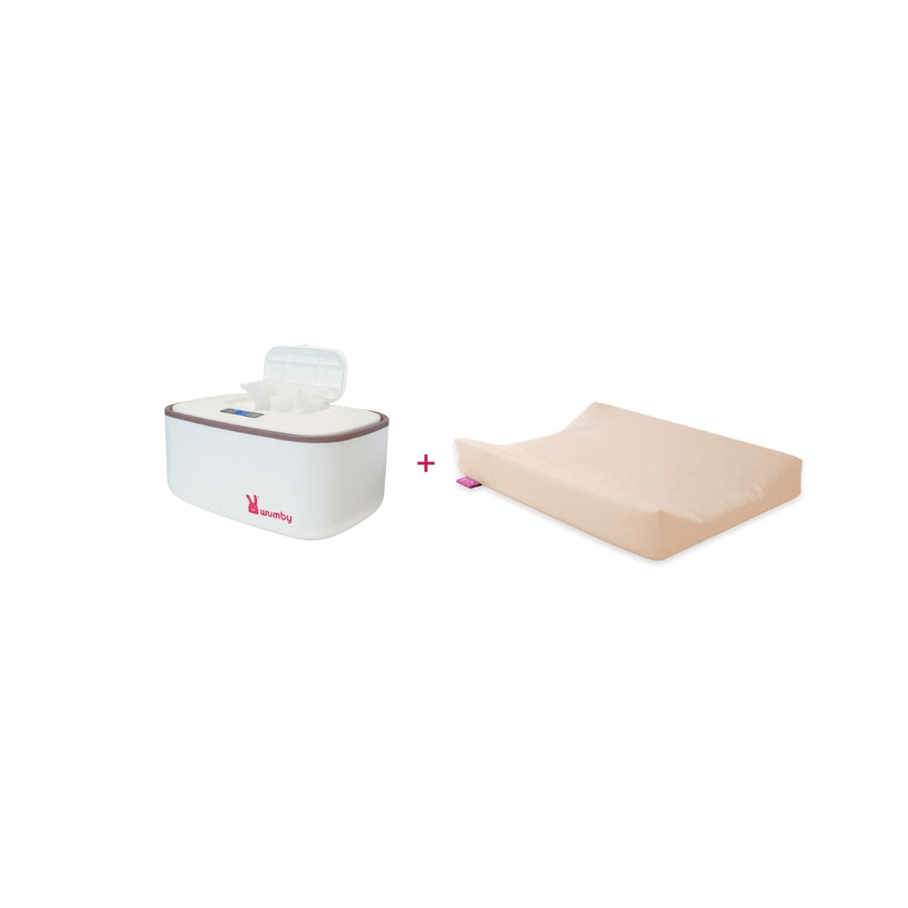 Verwarmd Aankleedkussen + Billendoekjesverwarmer - Vanilla en Wit