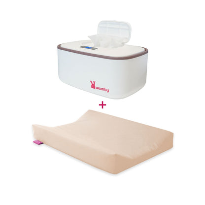 Verwarmd Aankleedkussen + Billendoekjesverwarmer - Vanilla en Wit
