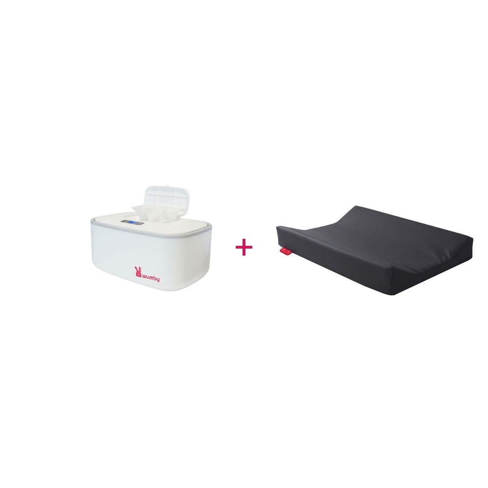 Verwarmd Aankleedkussen + Billendoekjesverwarmer - Charcoal en Wit