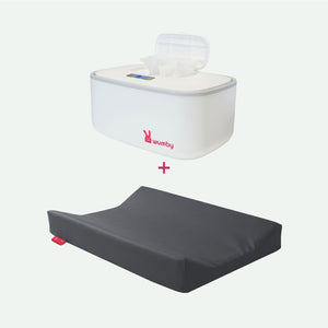 Productafbeelding Verwarmd Aankleedkussen + Billendoekjesverwarmer - Charcoal en Wit