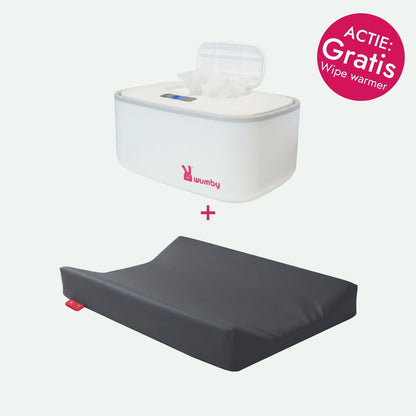 Verwarmd Aankleedkussen + Billendoekjesverwarmer - Charcoal en Wit