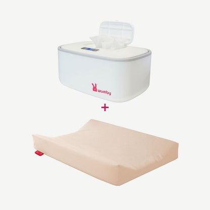Verwarmd Aankleedkussen +Billendoekjesverwarmer - Vanilla en Wit