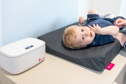 Verwarmd Aankleedkussen + Billendoekjesverwarmer - Charcoal en Wit