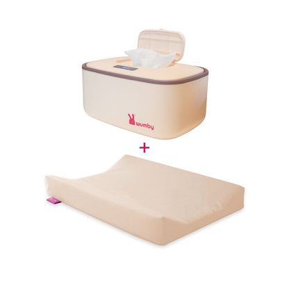 verwarmd aankleedkussen en billendoekjesverwarmer vanilla combi